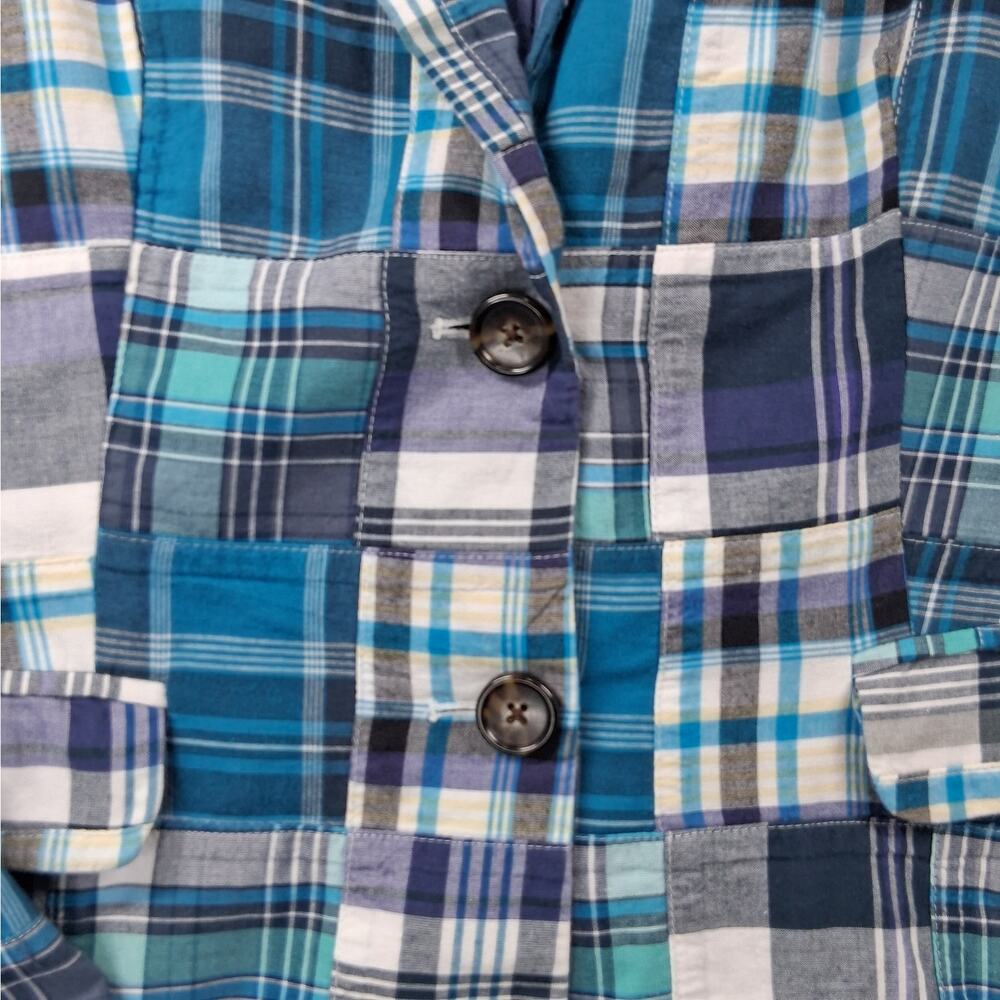 Talbots Madras Plaid Patchwork Blazer Women's 14 … - image 3